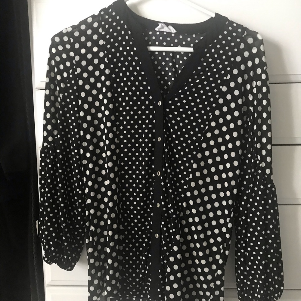 polka dotted blouse